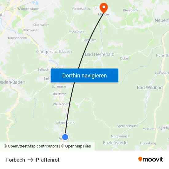 Forbach to Pfaffenrot map