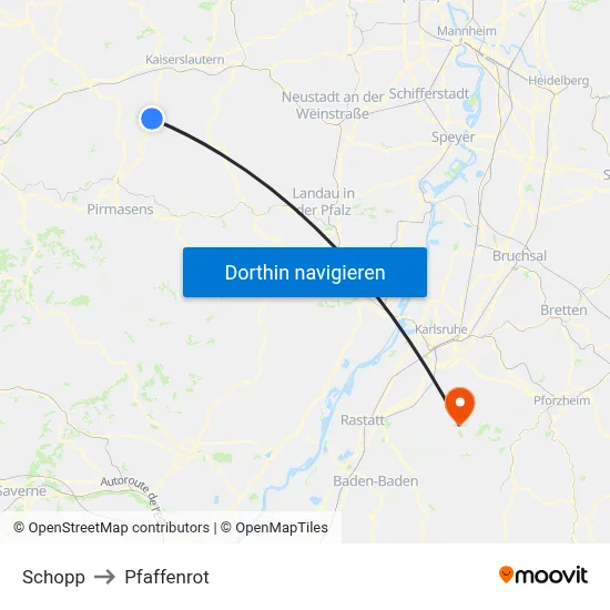 Schopp to Pfaffenrot map