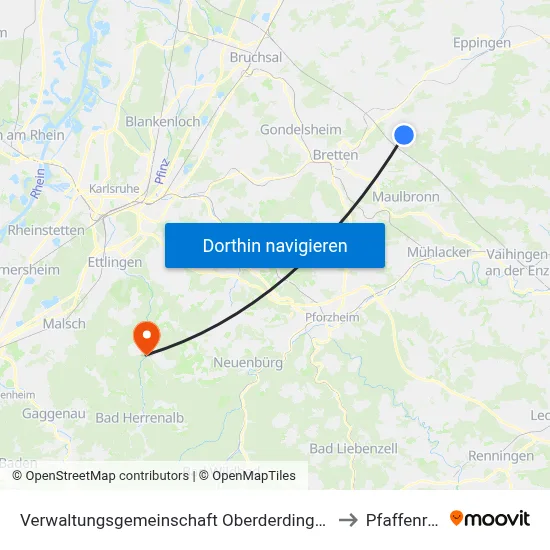 Verwaltungsgemeinschaft Oberderdingen to Pfaffenrot map