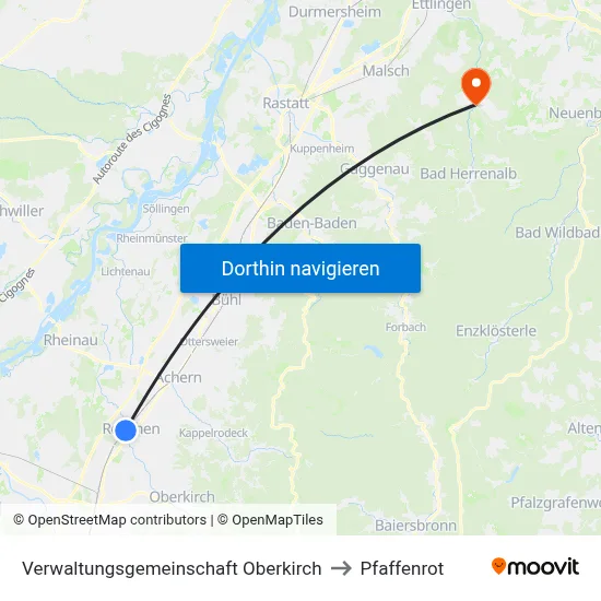 Verwaltungsgemeinschaft Oberkirch to Pfaffenrot map