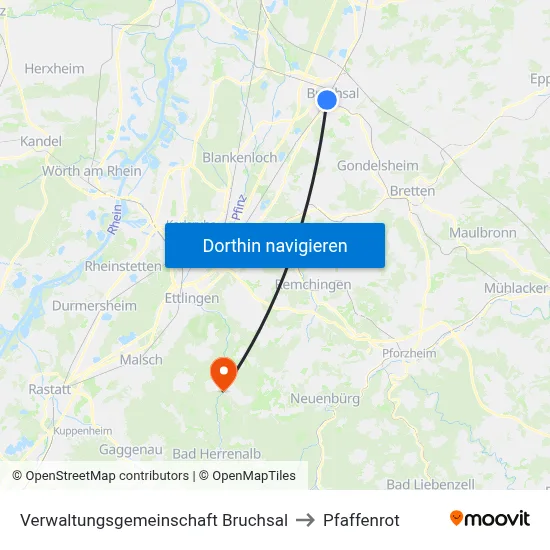 Verwaltungsgemeinschaft Bruchsal to Pfaffenrot map