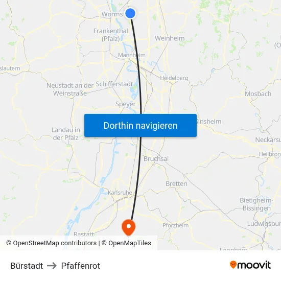 Bürstadt to Pfaffenrot map