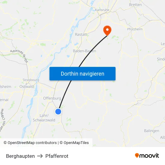 Berghaupten to Pfaffenrot map
