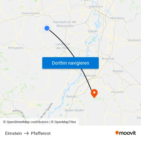 Elmstein to Pfaffenrot map