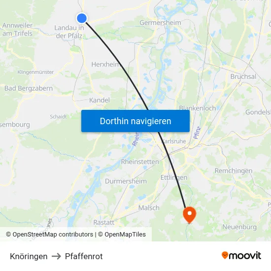 Knöringen to Pfaffenrot map