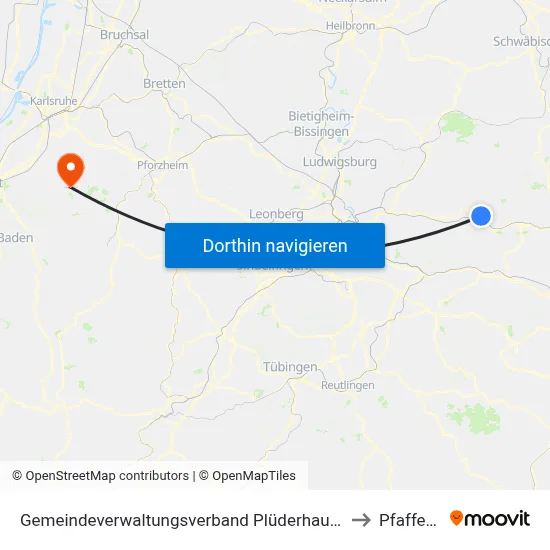 Gemeindeverwaltungsverband Plüderhausen-Urbach to Pfaffenrot map