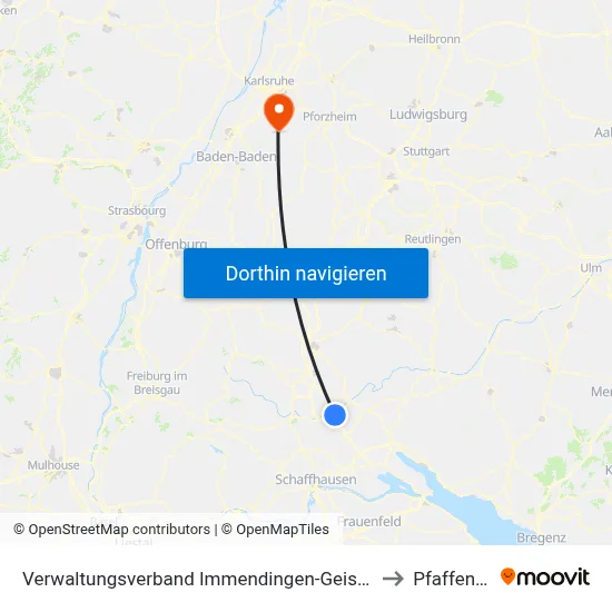Verwaltungsverband Immendingen-Geisingen to Pfaffenrot map