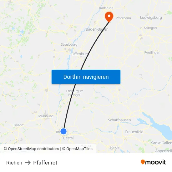 Riehen to Pfaffenrot map