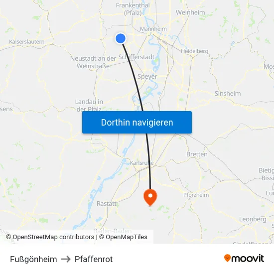 Fußgönheim to Pfaffenrot map
