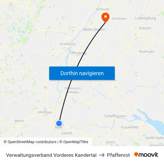 Verwaltungsverband Vorderes Kandertal to Pfaffenrot map