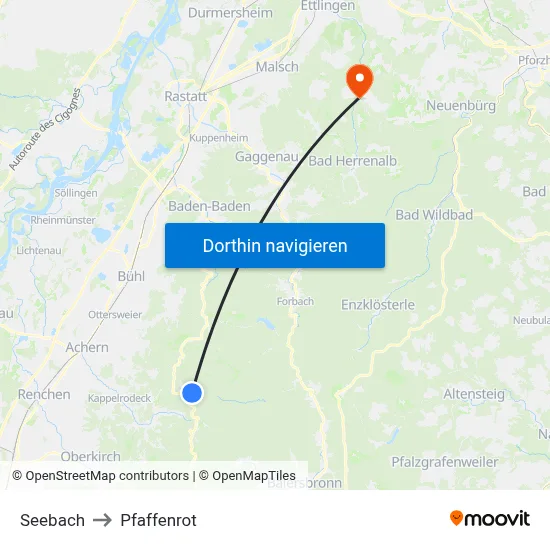 Seebach to Pfaffenrot map