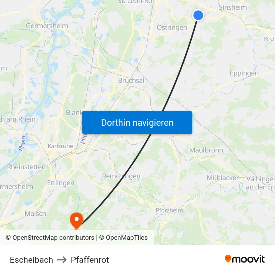 Eschelbach to Pfaffenrot map