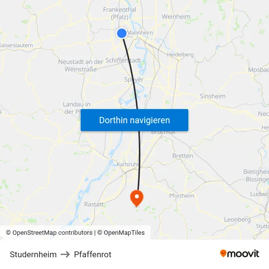 Studernheim to Pfaffenrot map