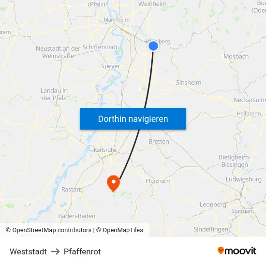 Weststadt to Pfaffenrot map