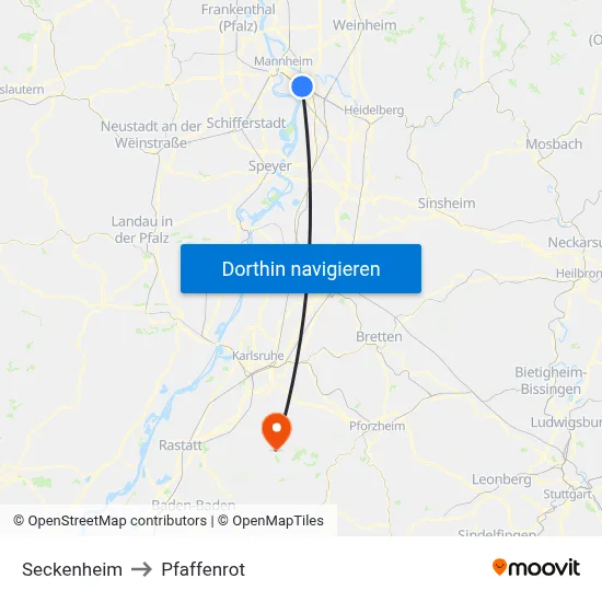 Seckenheim to Pfaffenrot map