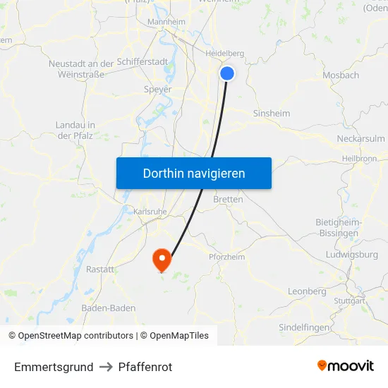 Emmertsgrund to Pfaffenrot map