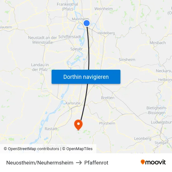 Neuostheim/Neuhermsheim to Pfaffenrot map