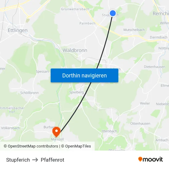Stupferich to Pfaffenrot map