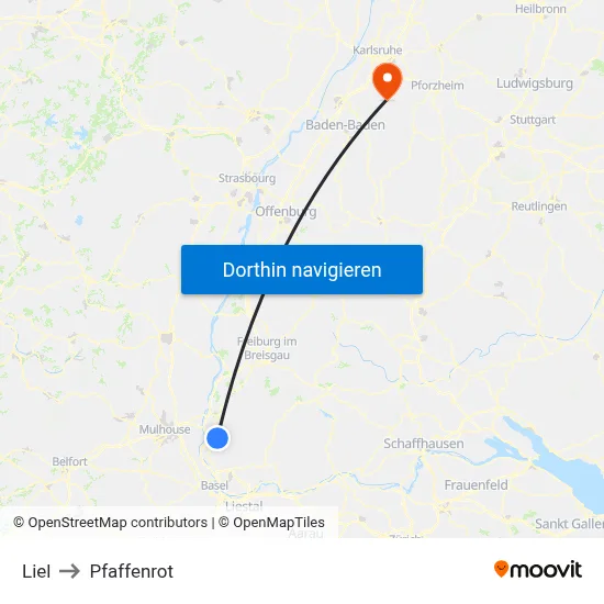 Liel to Pfaffenrot map