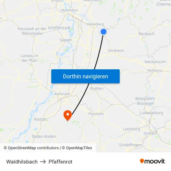 Waldhilsbach to Pfaffenrot map