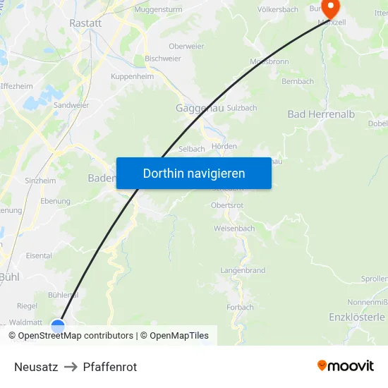 Neusatz to Pfaffenrot map