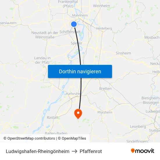 Ludwigshafen-Rheingönheim to Pfaffenrot map