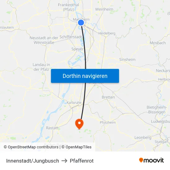 Innenstadt/Jungbusch to Pfaffenrot map