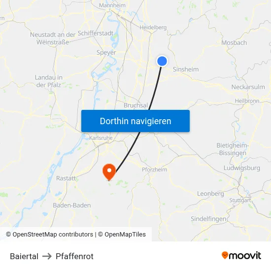 Baiertal to Pfaffenrot map