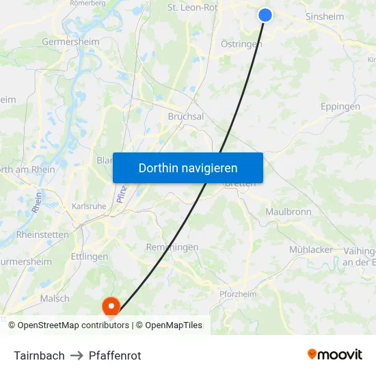 Tairnbach to Pfaffenrot map