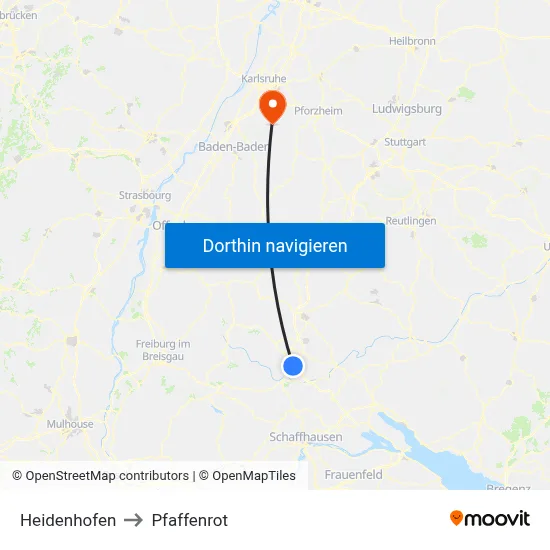 Heidenhofen to Pfaffenrot map