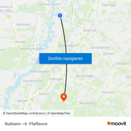 Rußheim to Pfaffenrot map