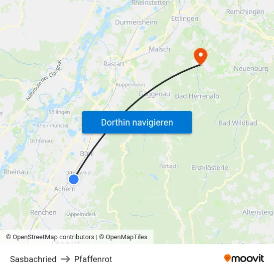 Sasbachried to Pfaffenrot map