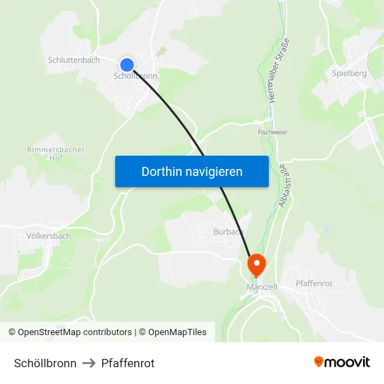 Schöllbronn to Pfaffenrot map