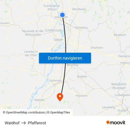 Waldhof to Pfaffenrot map