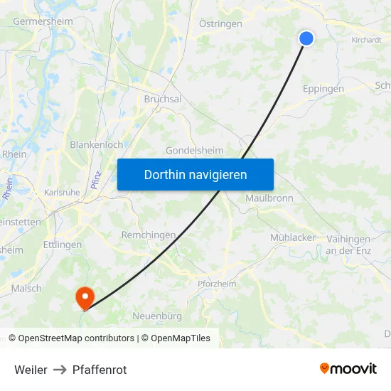 Weiler to Pfaffenrot map