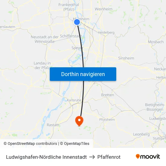 Ludwigshafen-Nördliche Innenstadt to Pfaffenrot map