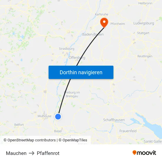 Mauchen to Pfaffenrot map