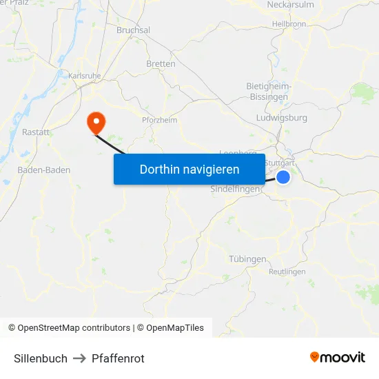 Sillenbuch to Pfaffenrot map