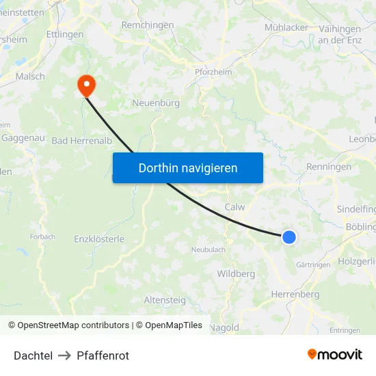 Dachtel to Pfaffenrot map