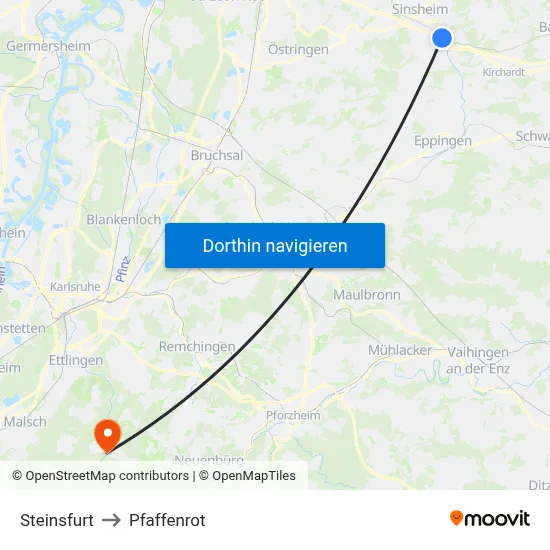 Steinsfurt to Pfaffenrot map