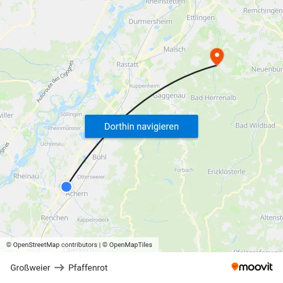 Großweier to Pfaffenrot map