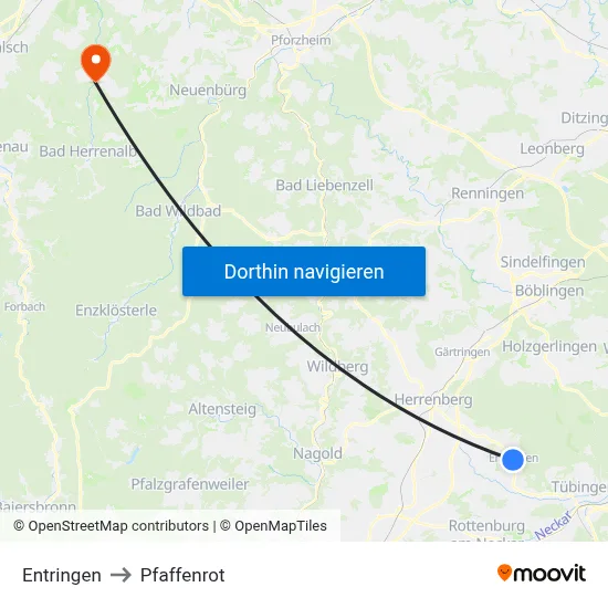 Entringen to Pfaffenrot map