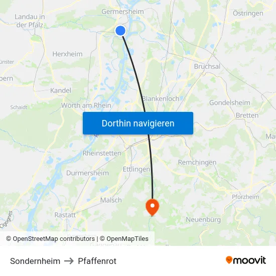 Sondernheim to Pfaffenrot map