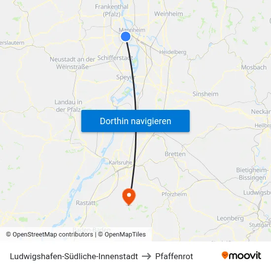 Ludwigshafen-Südliche-Innenstadt to Pfaffenrot map