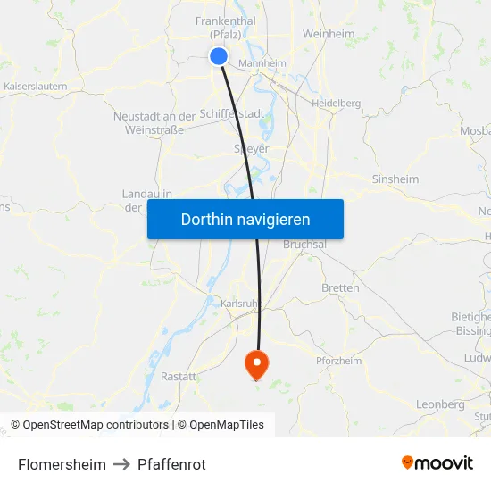 Flomersheim to Pfaffenrot map