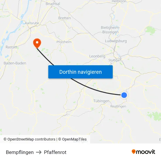 Bempflingen to Pfaffenrot map