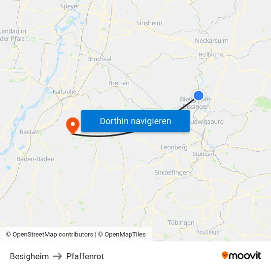 Besigheim to Pfaffenrot map