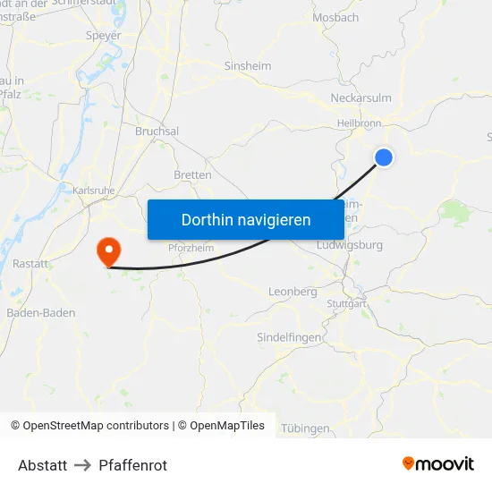 Abstatt to Pfaffenrot map