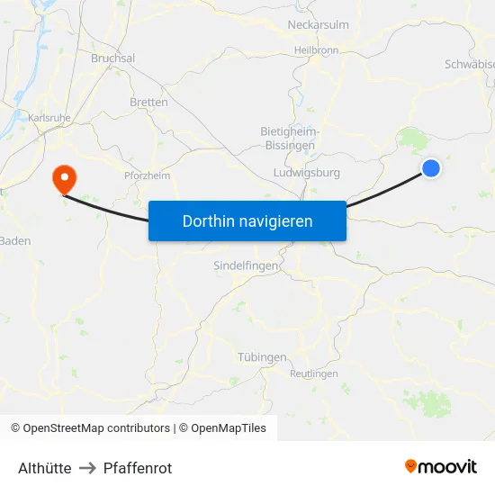 Althütte to Pfaffenrot map