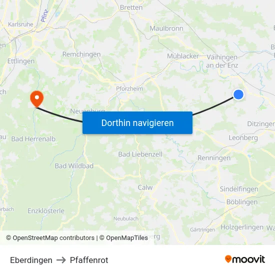 Eberdingen to Pfaffenrot map